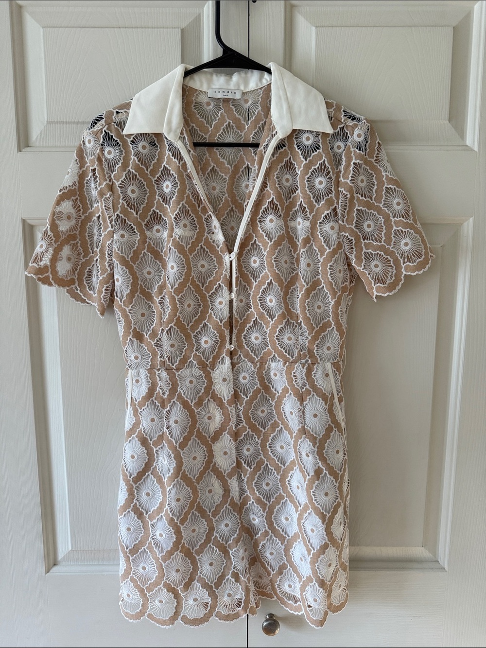 Sandro Paris neutral lace romper